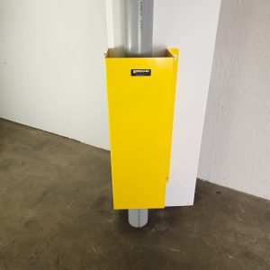 10Ga SHEET METAL OUTSIDE CORNER MOUNTED PIPE PROTECTOR  (10” Wide x 8" Deep)